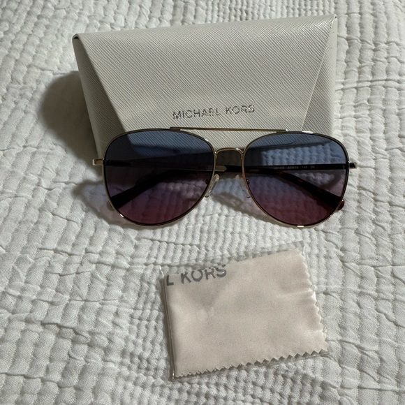 Michael Kors Gold and Black Aviator Sunglasses - Picture 1 of 1